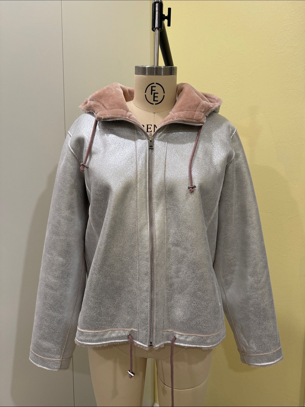GUESS Silver Reversible Faux Leather Hooded Jacket